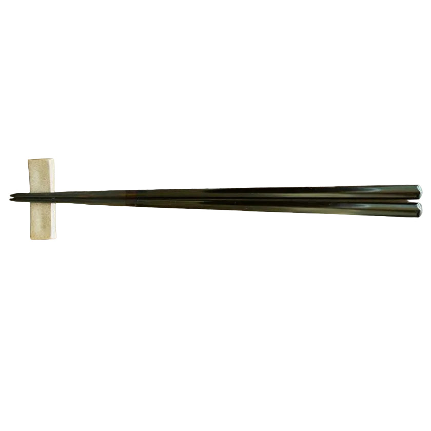 Black charcoal pentagonal chopsticks with chopstick rest
